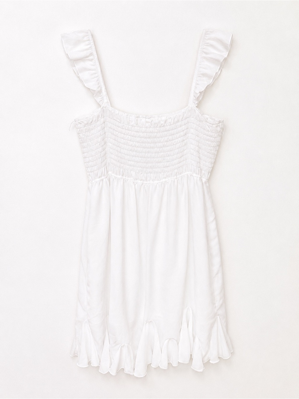 White Smocked Ruffle Strap Midi Dress XL NWT Flowy Sundress - Picture 3 of 4